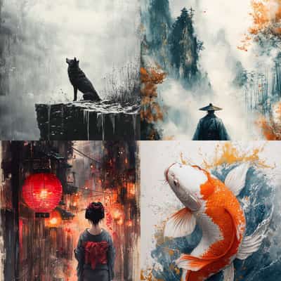 Ink Wash + Baroque Lighting Fusion — Dramatic Painterly Illustrations