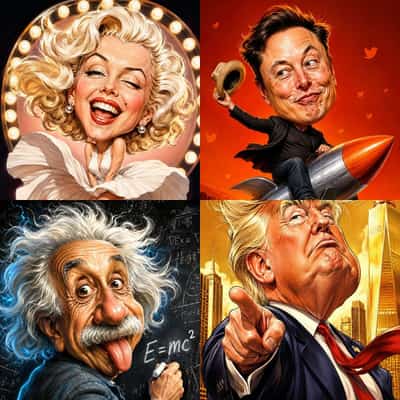 Cinematic 4K Satirical Celebrity/Famous People Caricatures