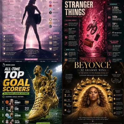 Cinematic Viral Infographic Posters: Movies, TV Shows, Sports and more