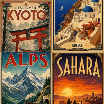 Cinematic Vintage 4K Travel Posters