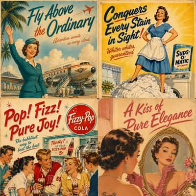 Cinematic 1950s Vintage Advertisement Posters