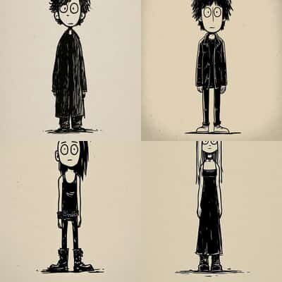 Indie goth sketch character