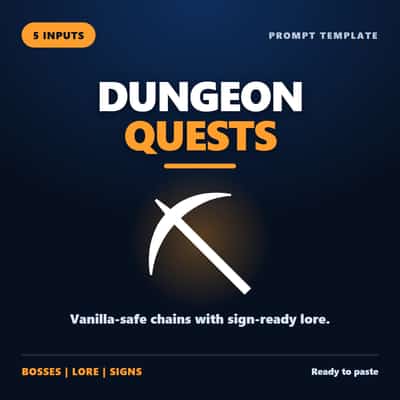Minecraft Adventure Quest Writer — Vanilla-Feasible Quests with Sign-Ready Lore