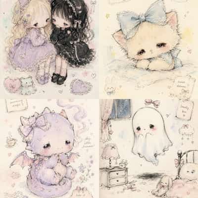 Soft Ink Pastel Sketches