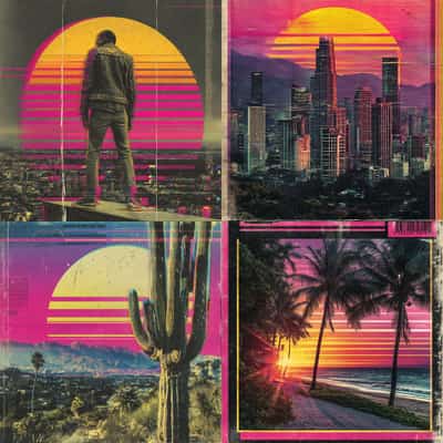 80s synth wave prints
