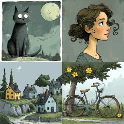 Playful storybook art