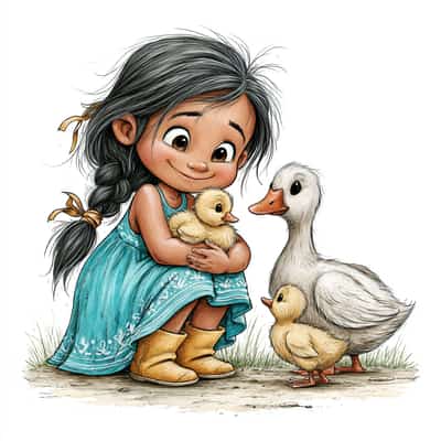 Farm Friends Cartoon Girl Clipart